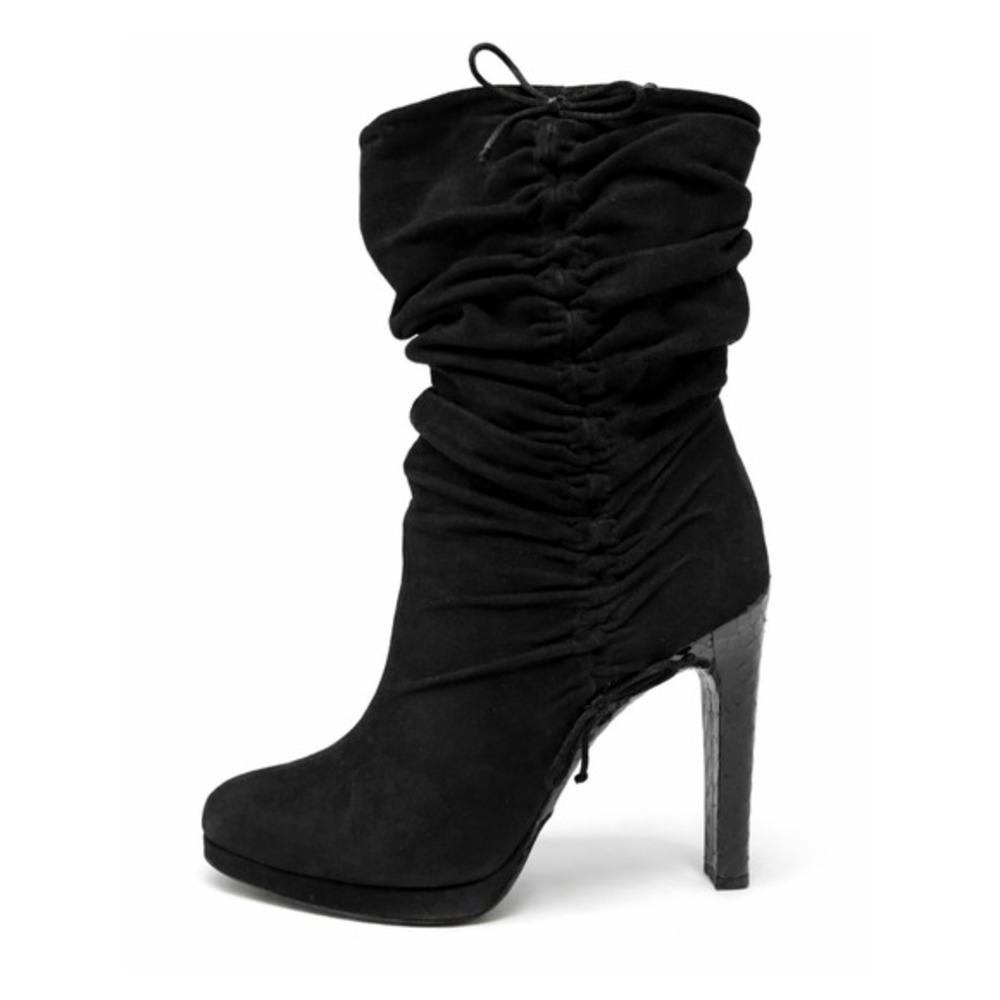 Vintage Gucci‎ Tom Ford Black Suede Python Stiletto Ankle Boots US 9B